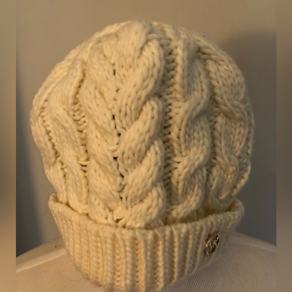 Michael Kors Cream Cable Knit Beanie